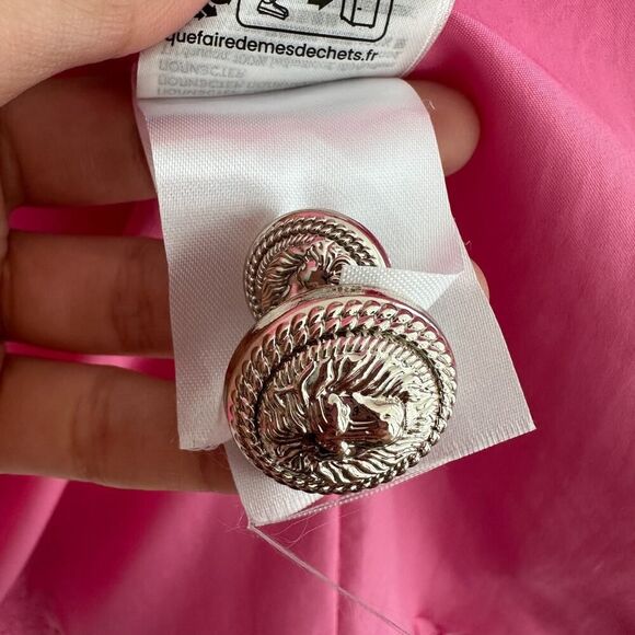 H&M Tweed Jacket Womens Small Pink Textured Weave Boucle Blazer Parisian Barbie - Picture 6 of 13